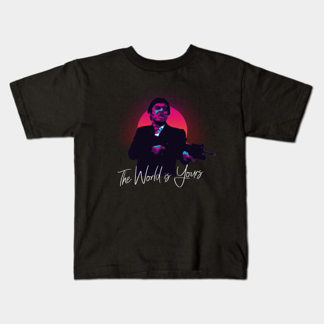 Retrowave Scarface 80s Kids T-Shirt by Mollie